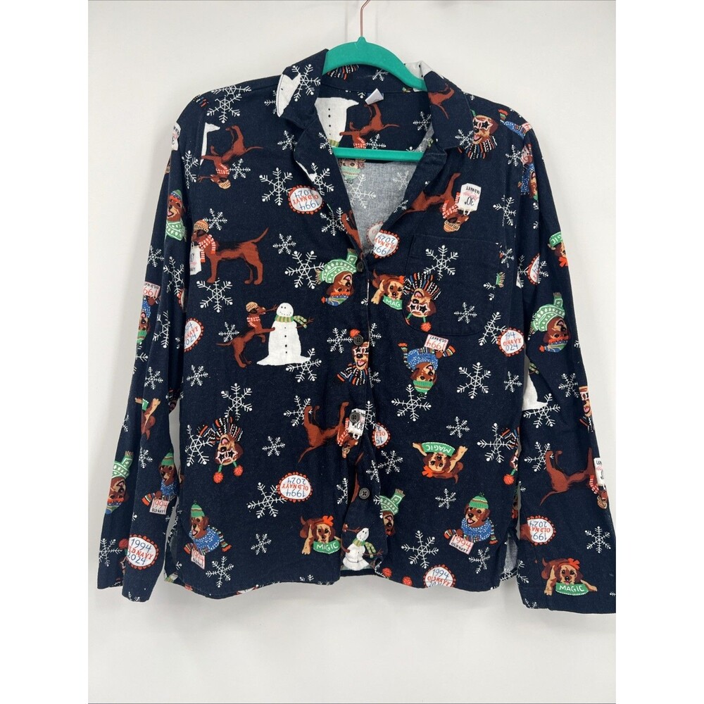 Old Navy Dog Pajama Top Medium Long Sleeve Top Buttons